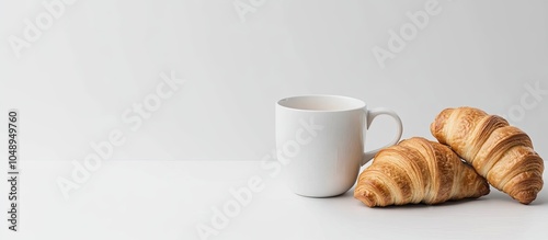 Mug and croissants arranged...