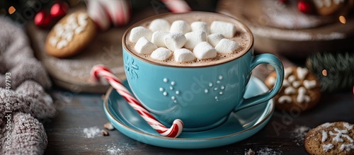 Warm beverage with marshmal...