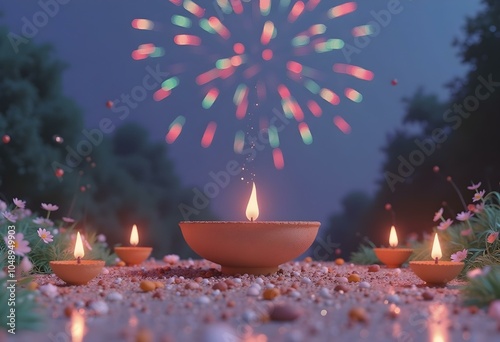 burning diya with background photo