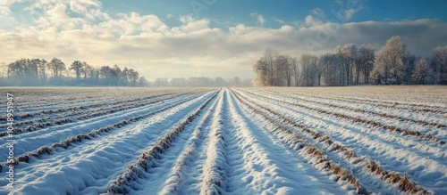 Winter agriculture field wi...