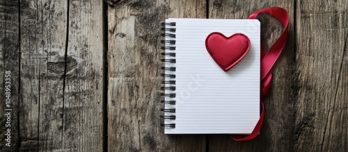 Notebook with a heart ribbo...