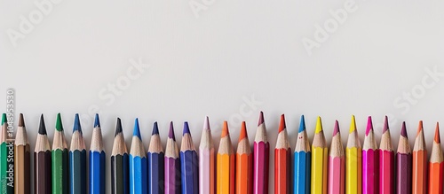 Colored pencils set against a white background. with copy space image. Place for adding text or design