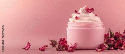 Pink jar with a velvety tex...