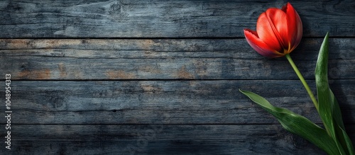 Tulip flower on a dark barn...