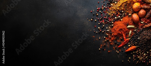 Different spices on a black...