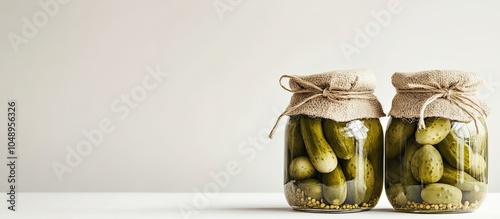 Jars of pickled cucumbers o...