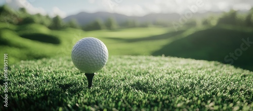 Golf ball on a tee set agai...
