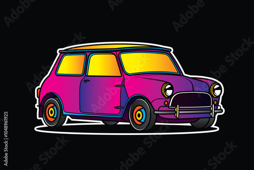 Racing retro car. Original vector illustration in vintage style.