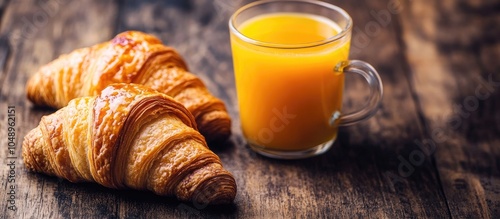 Coffee cup alongside a croi...