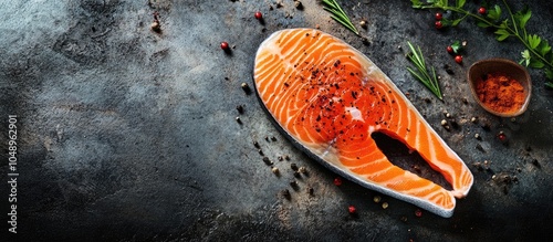 Fresh raw salmon fish steak...