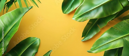 Fresh green banana leaf on ...
