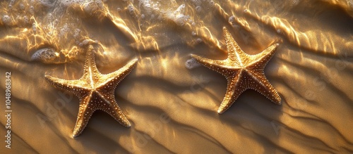 Two starfish on the beach a...