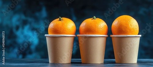 Tangerines drop into paper ...