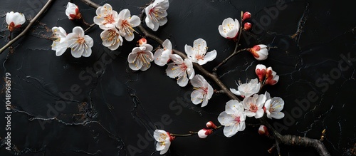 apricot blossoms on a black...