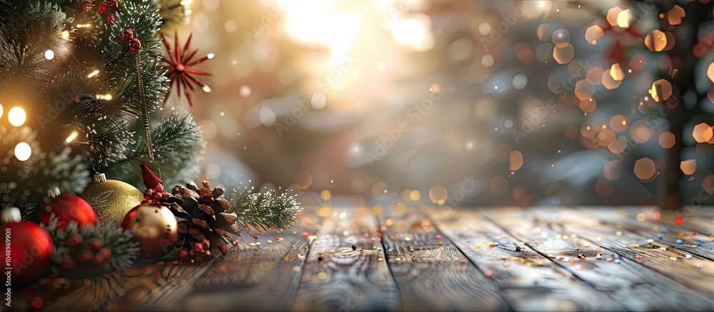 Obraz premium Background of blurred Christmas and New Year holidays. with copy space image. Place for adding text or design