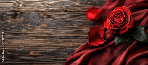 Rose fabric on a wooden bac...