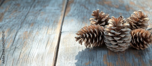 cap and cones on a wooden s...