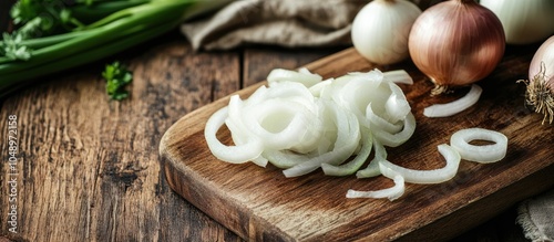 sliced onions on a cutting ...