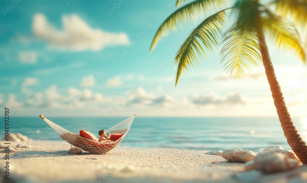 Obraz premium Relaxing in hammock on a beach.