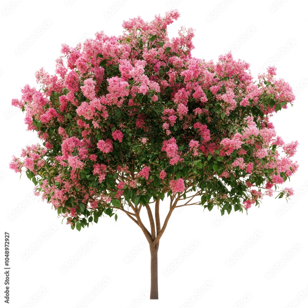 Obraz premium PNG Real blooming crepe myrtle tree flowers plant ornamental.