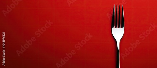 Fork on a red background. w...