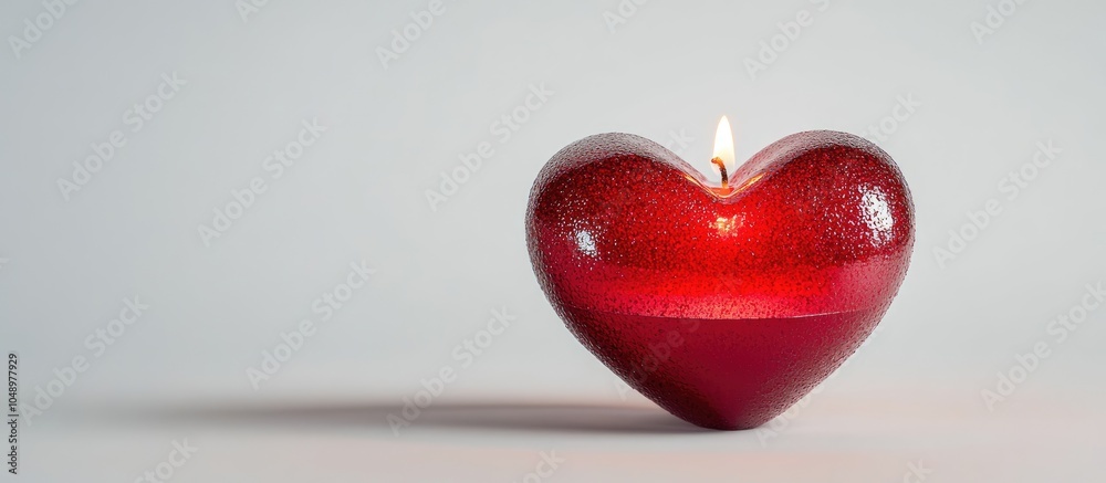 Red heart candle holder set against a white background. with copy space image. Place for adding text or design Red heart candle holder set against a white background. with copy space image. Place for adding text or design