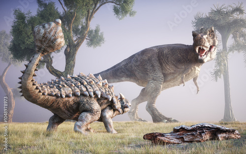 Dinosaurs engaged in a dram...