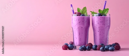 Glasses of fresh blueberry ...