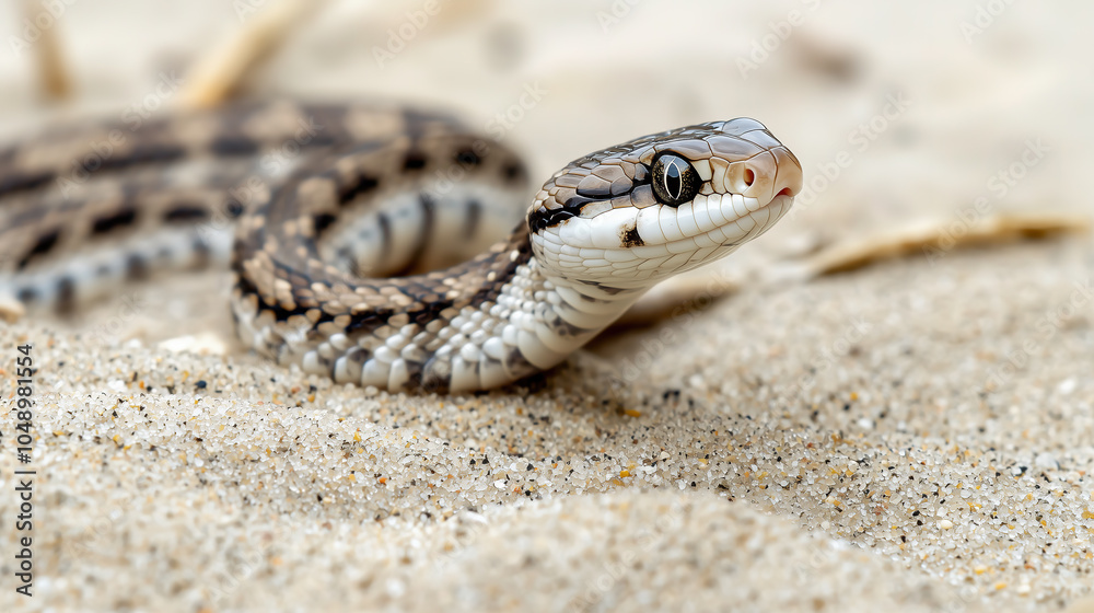 A small snake slithering on the sand A small snake slithering on the sand