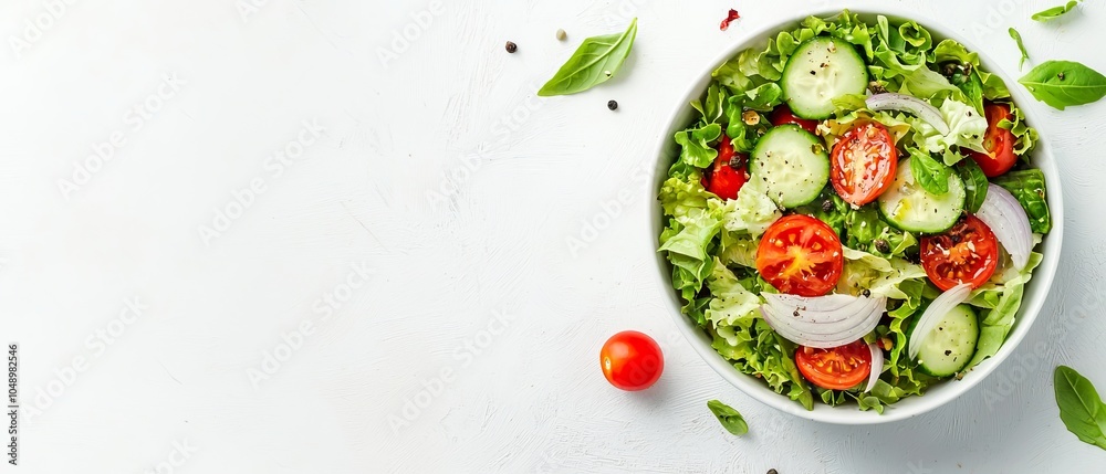 tomatoes, cucumbers, onions, lettuce on a white surface tomatoes, cucumbers, onions, lettuce on a white surface