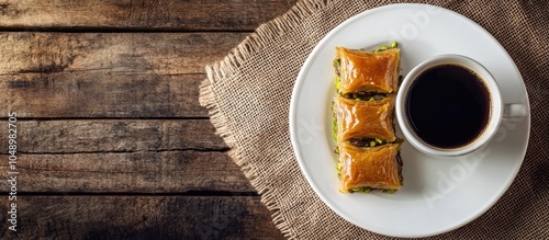 Pistachio baklava served on...