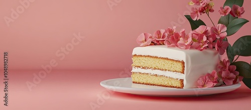 Cake and flowers with copys...