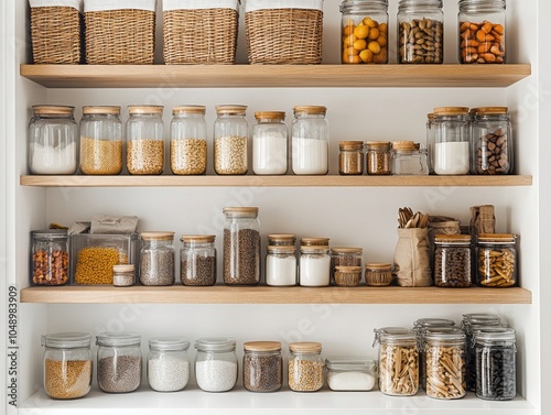 Wallpaper Mural Modern minimalist pantry with sleek white cabinetry and open shelving Torontodigital.ca