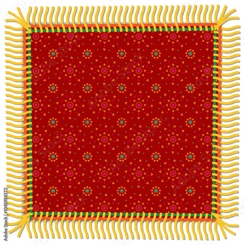 Auspicious red decorative festive square fabric swatch . EPS 10 file is made in RGB color. File is arranged in groups and layers for easy editing.