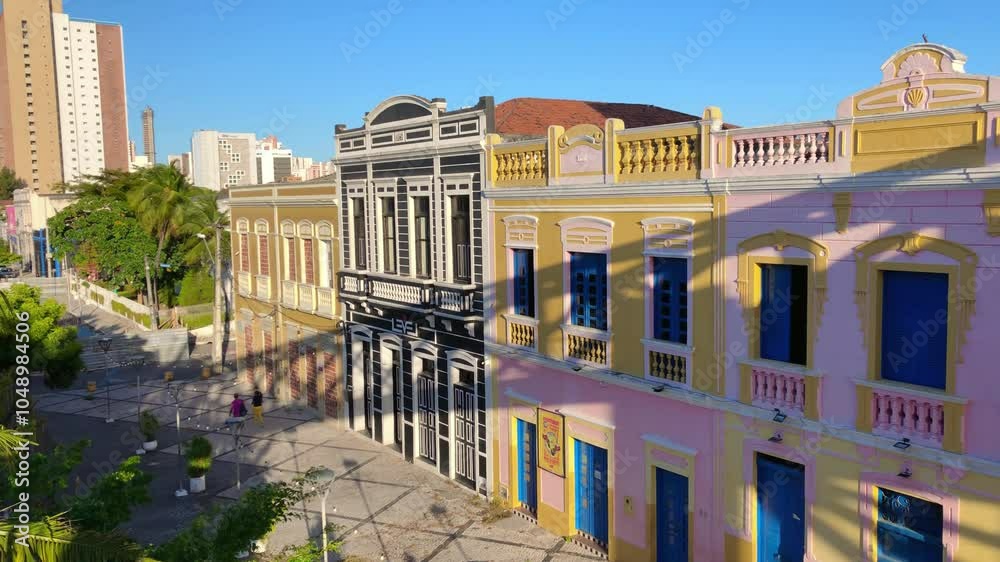 Colorful houses at cultural center in Fortaleza, Ceara, Brazil.
