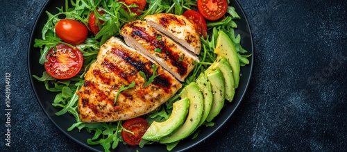 Grilled chicken fillet serv...