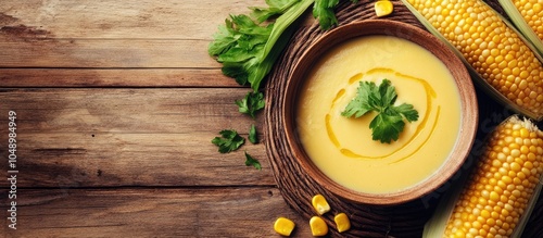Tasty creamy corn soup and ...