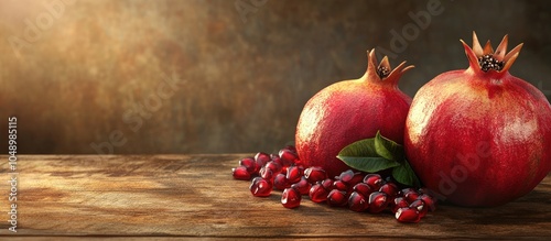Ripe pomegranate on a woode...