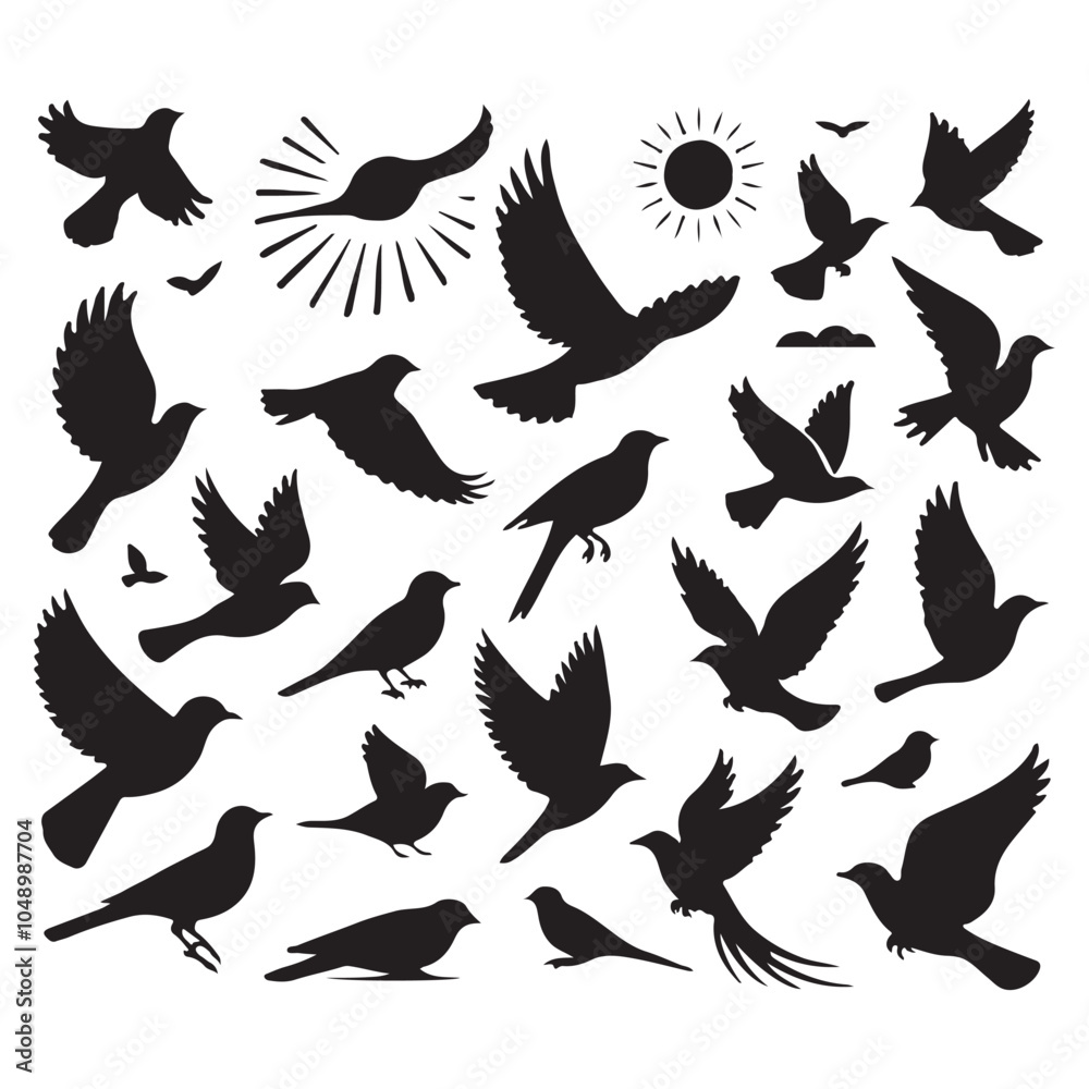 Fototapeta premium Collection of Bird silhouette vector illustration