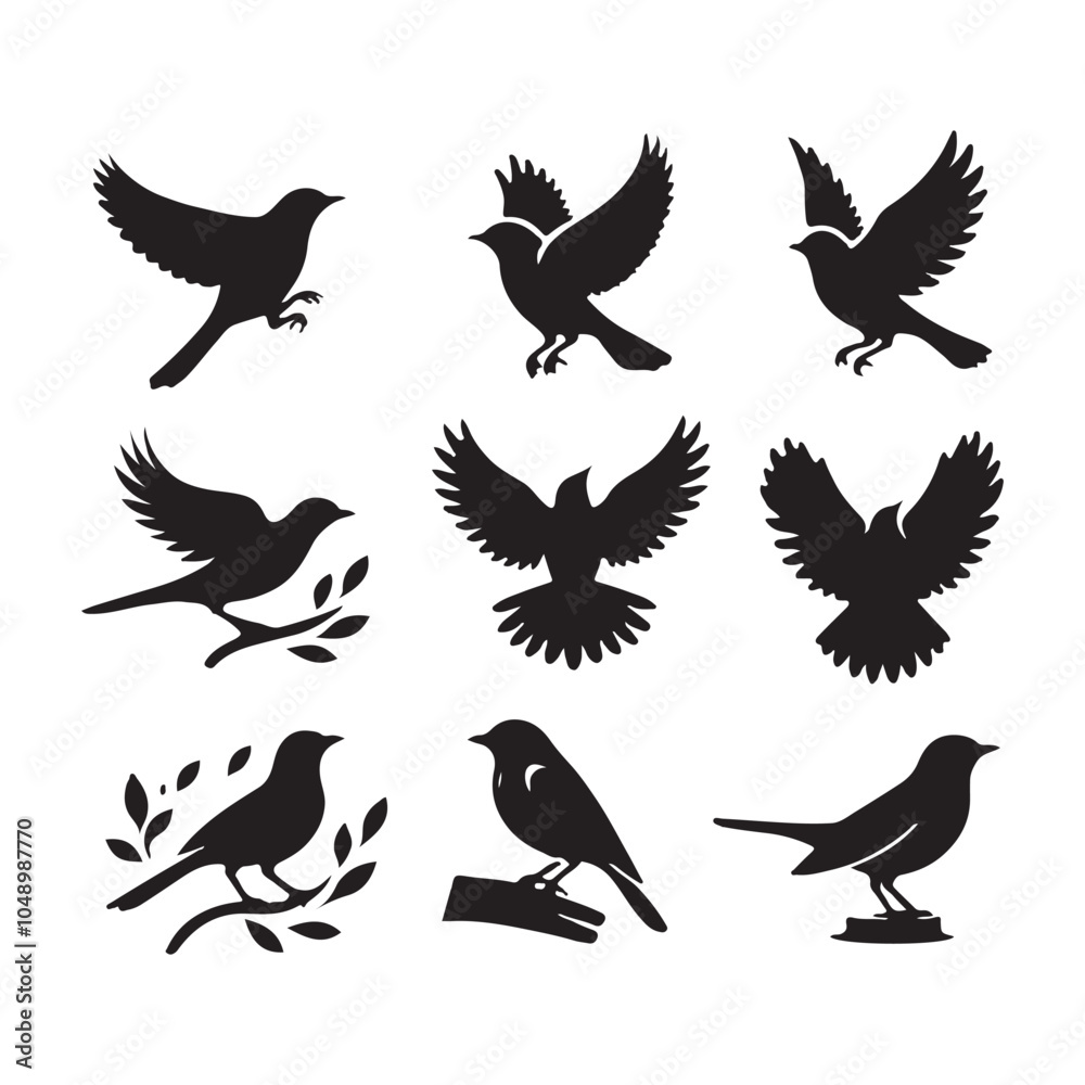 Fototapeta premium Collection of Bird silhouette vector illustration