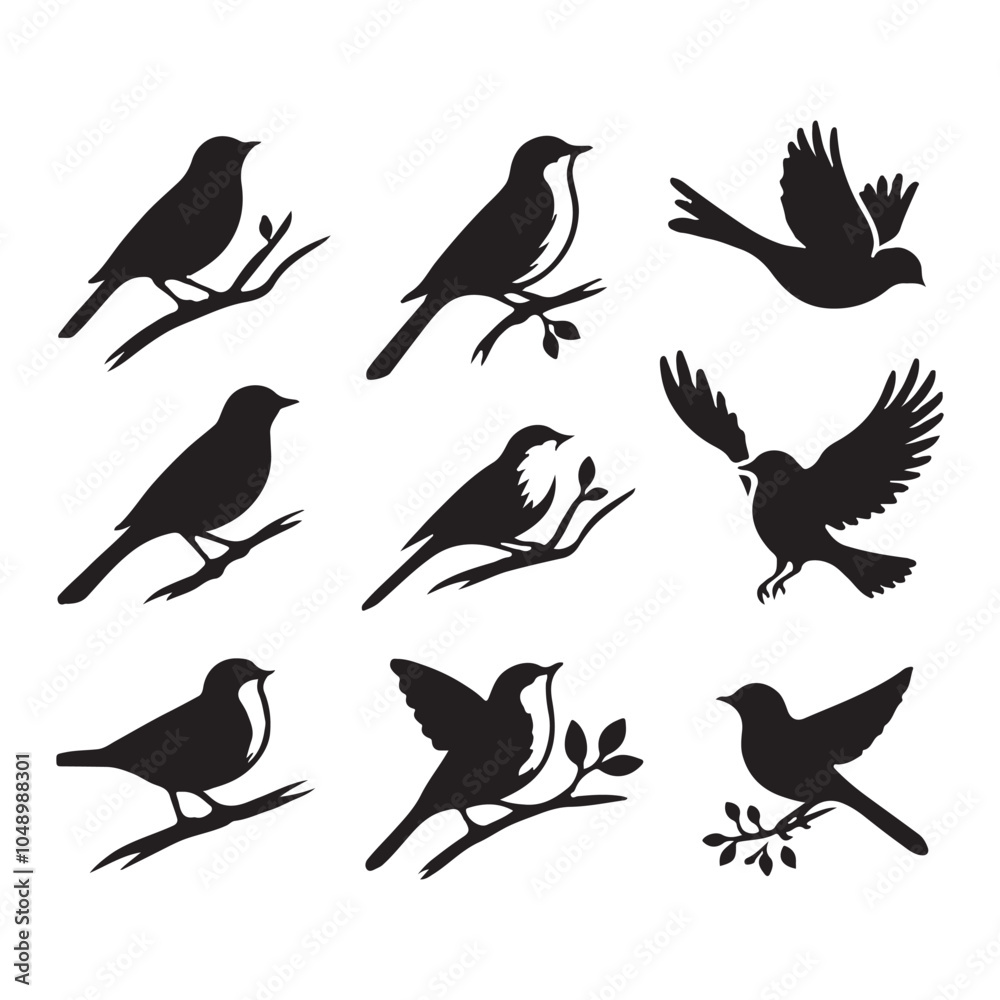 Fototapeta premium Collection of Bird silhouette vector illustration