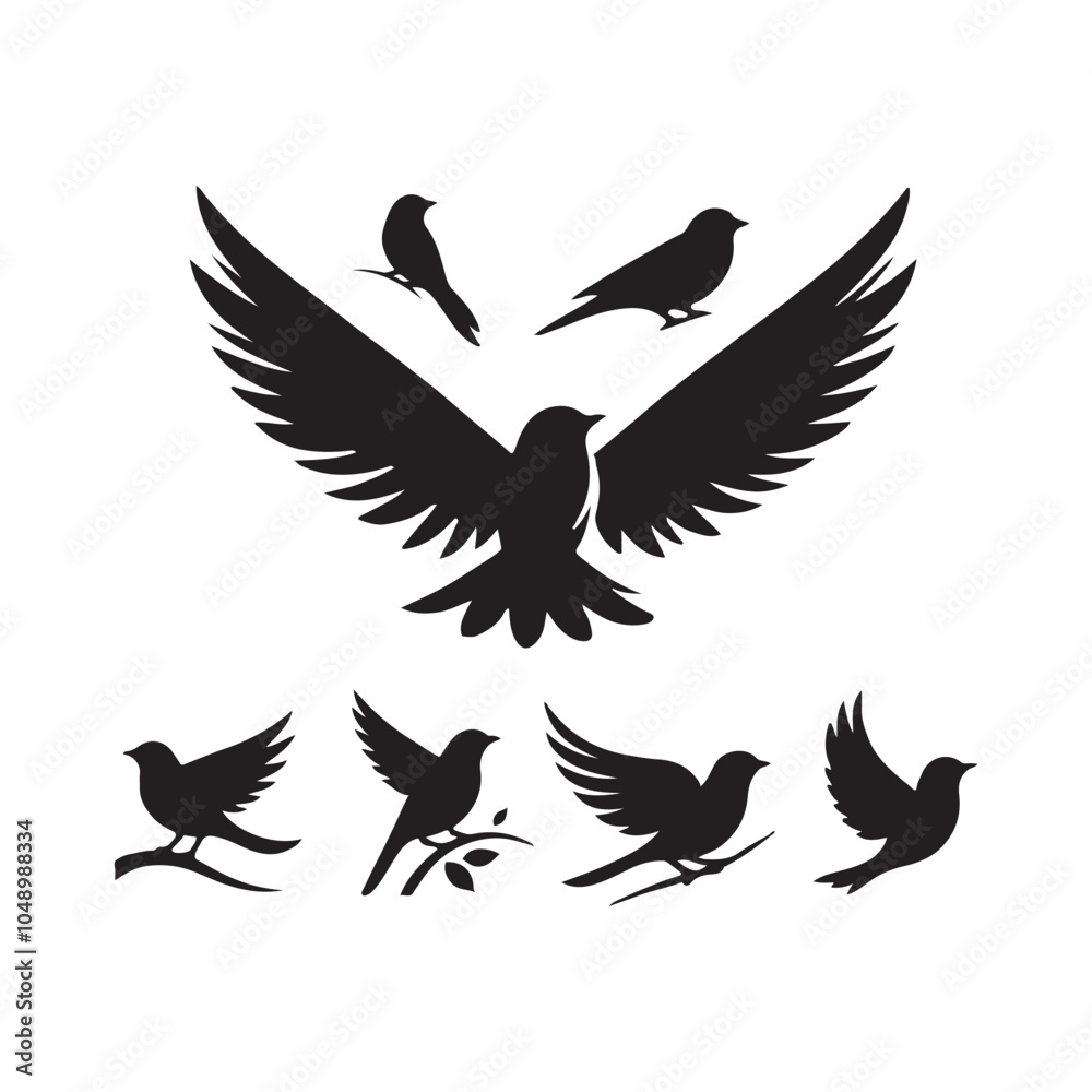 Fototapeta premium Collection of Bird silhouette vector illustration