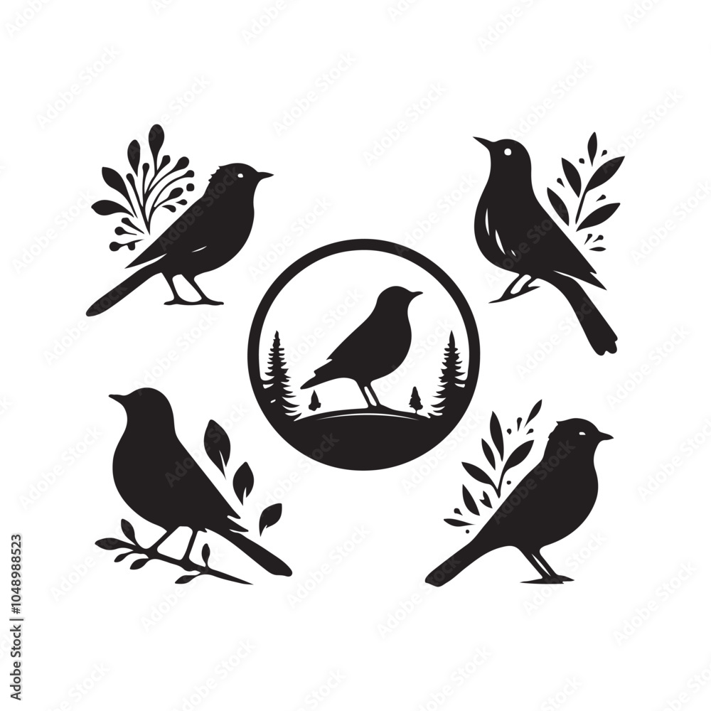 Fototapeta premium Collection of Bird silhouette vector illustration