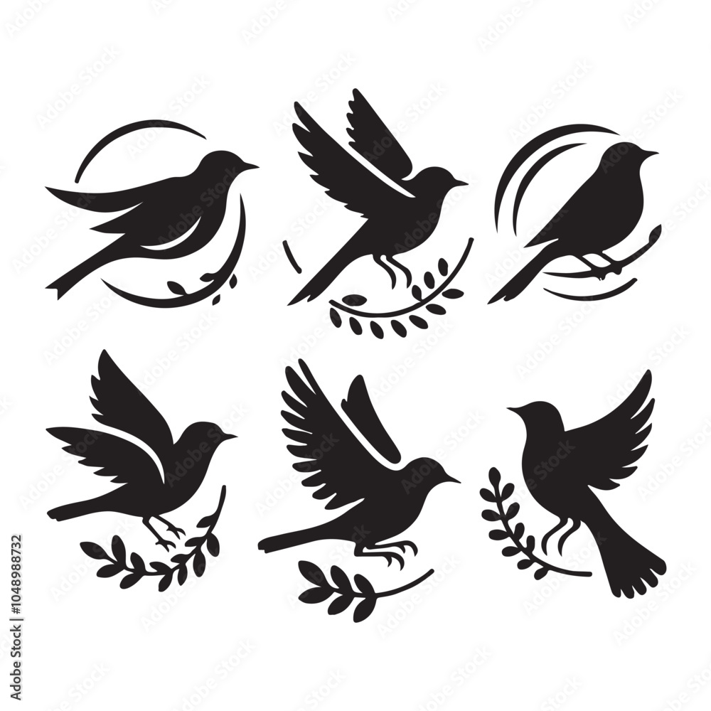 Obraz premium Collection of Bird silhouette vector illustration