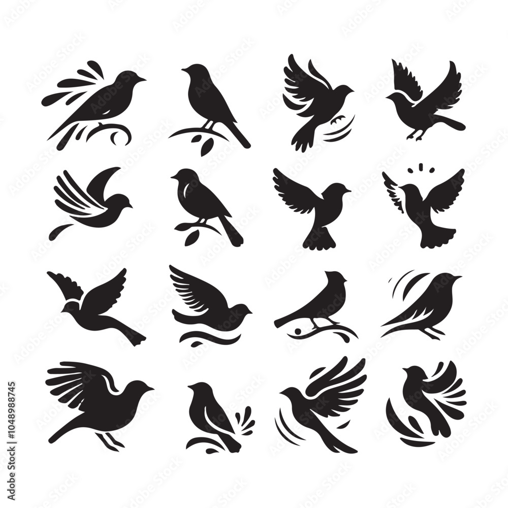 Fototapeta premium Collection of Bird silhouette vector illustration