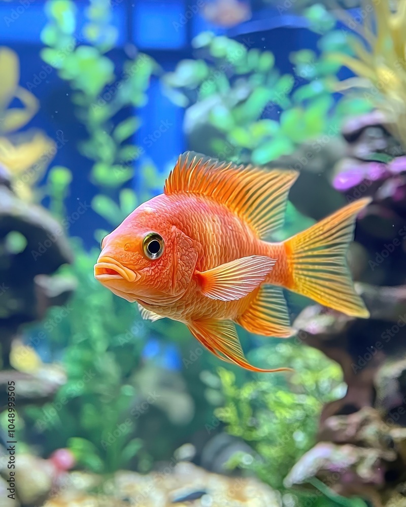 Vibrant Fish Swimming in a Clean Aquarium Vibrant Fish Swimming in a Clean Aquarium
