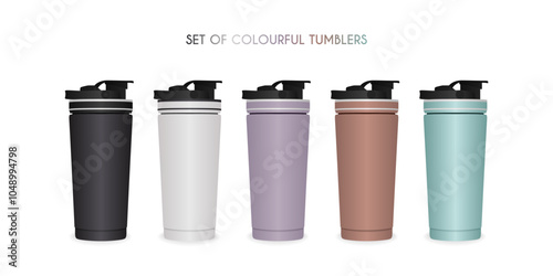 Aluminium drink tumbler, realistic design with many colors