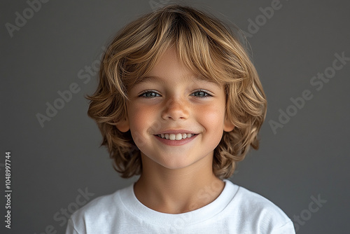 portrait of an white little boy with a smile