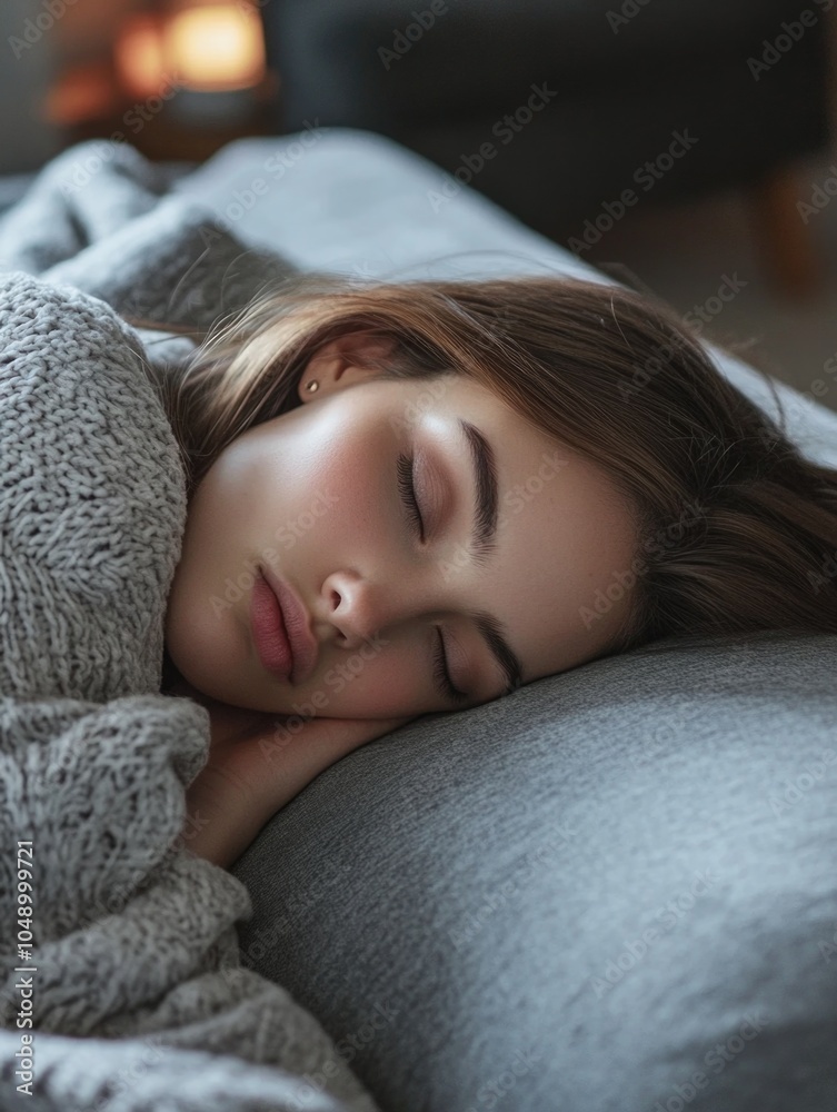 Obraz premium Peaceful Slumber: A Serene Nighttime Scene