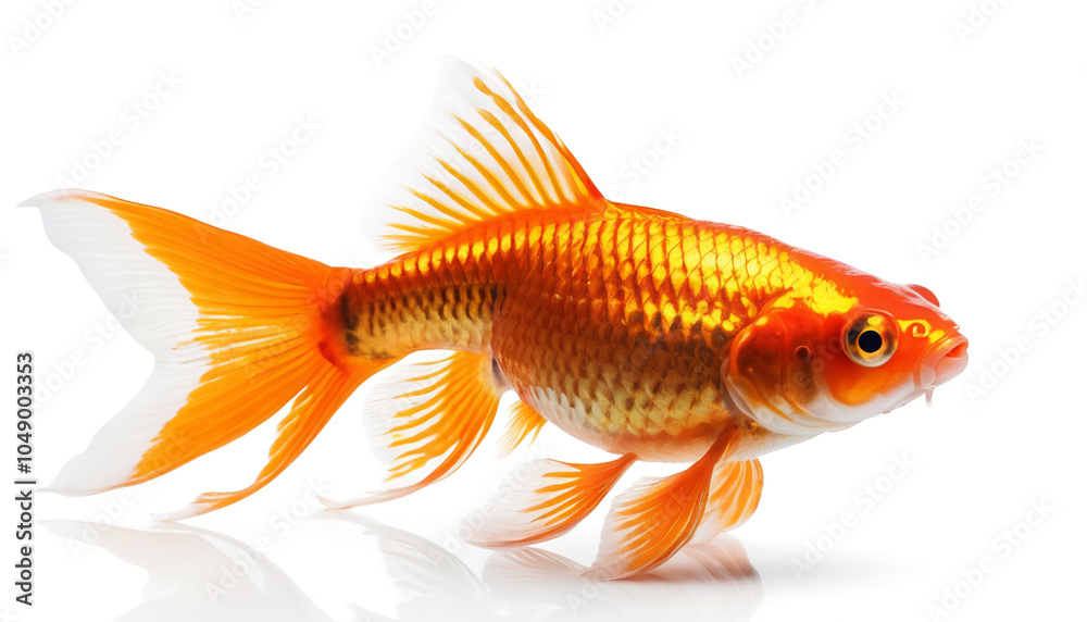Fototapeta premium Goldfish on white background isolated